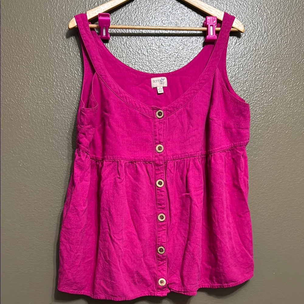 Fuchsia Button-Front Tank Top